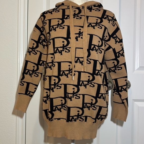CC Fashion Tops - CC Fashion Brown/Black Paris Hoodie Size L/XL